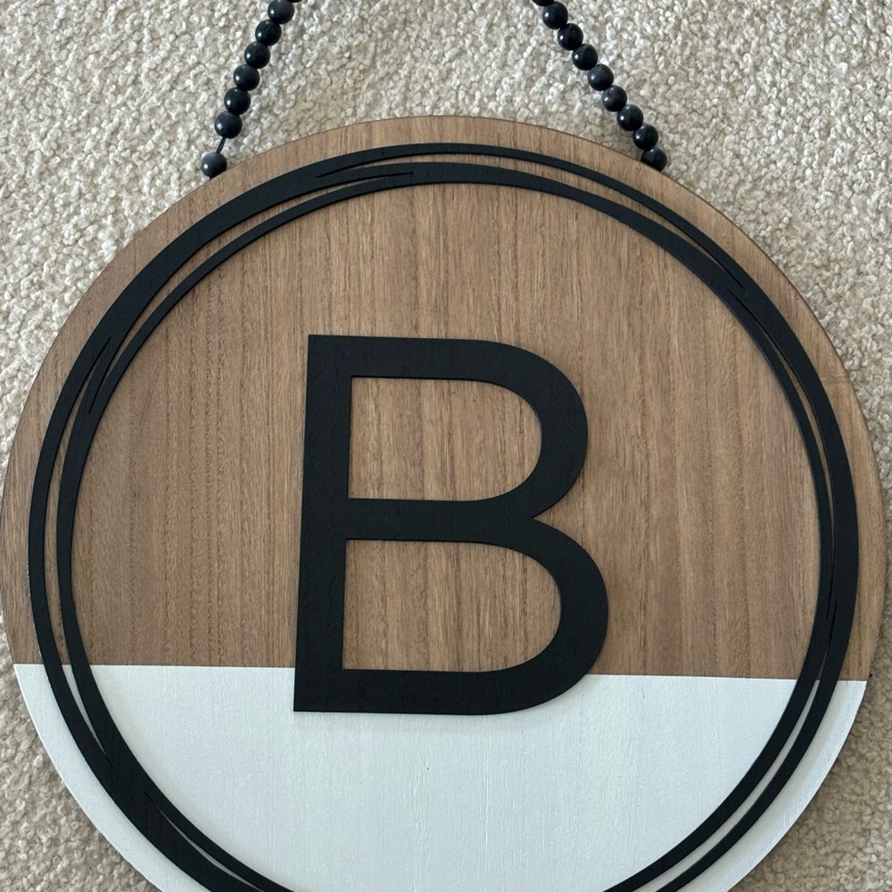 Black and Brown Monogram Round Door Decor - Picture 3 of 6